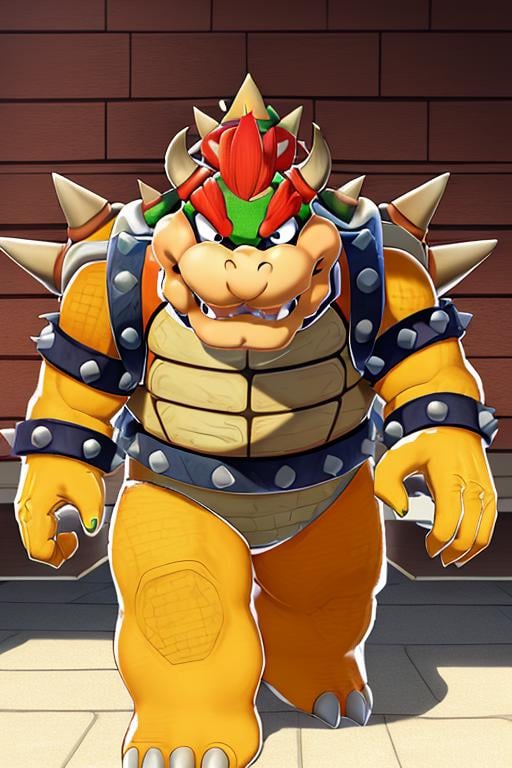 masterpiece, best quality, bowser, wearing armor, walking <lora:Bowser-000010:1>