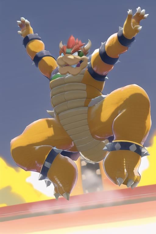 <lora:Bowser:1>, bowser, masterpiece, best quality, jumping