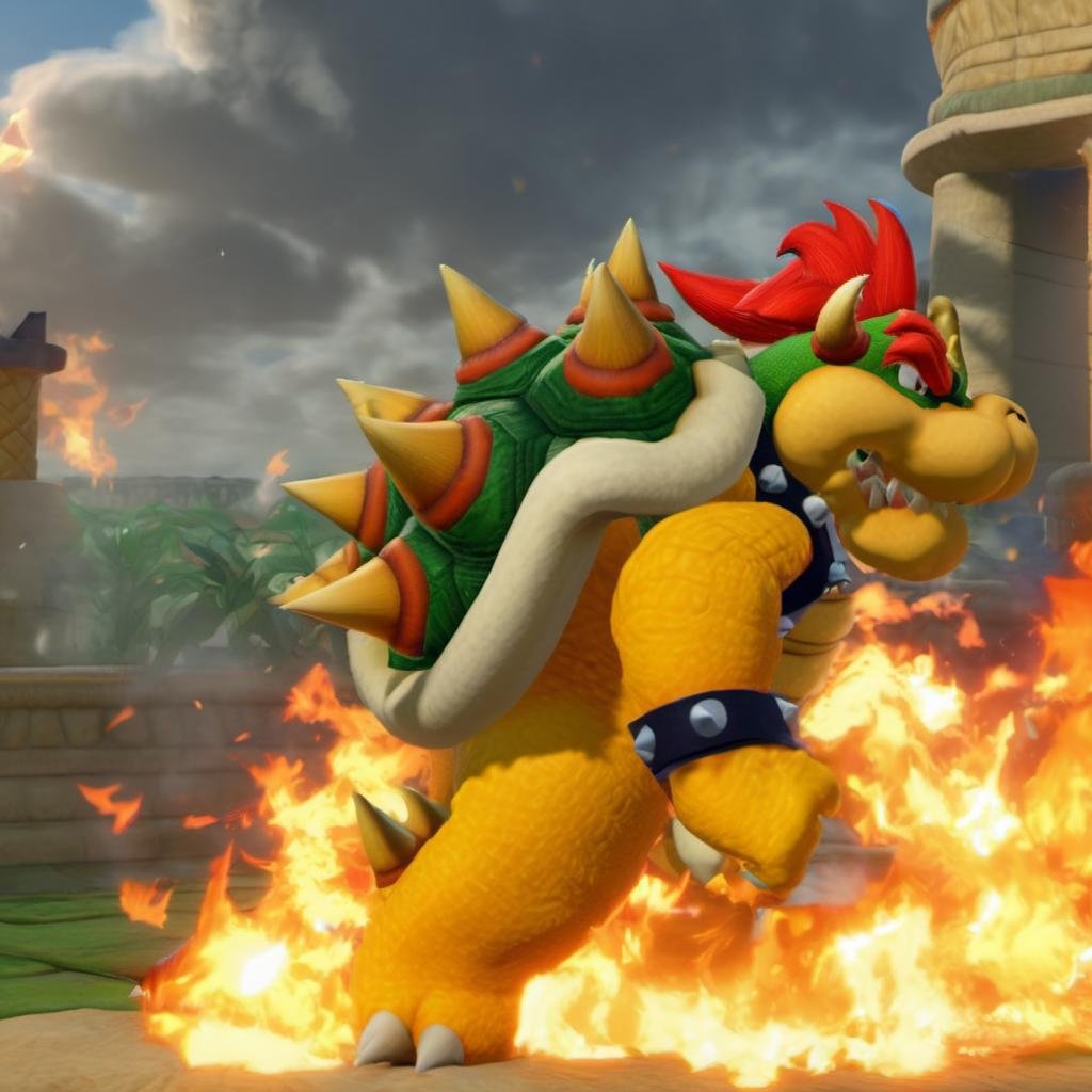 modelshoot style, (extremely detailed 8k wallpaper), Intricate, High Detail, dramatic, Bowser, <lora:Bowserxl:1> , breathing fire