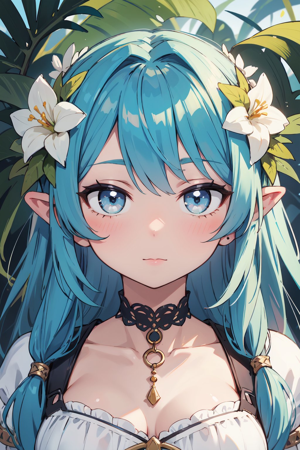 absurdres, highres, ultra detailed, (1girl:1.3), portrait, close-up,BREAK, woodland nymph tunic, floral wreath, barefoot sandals
