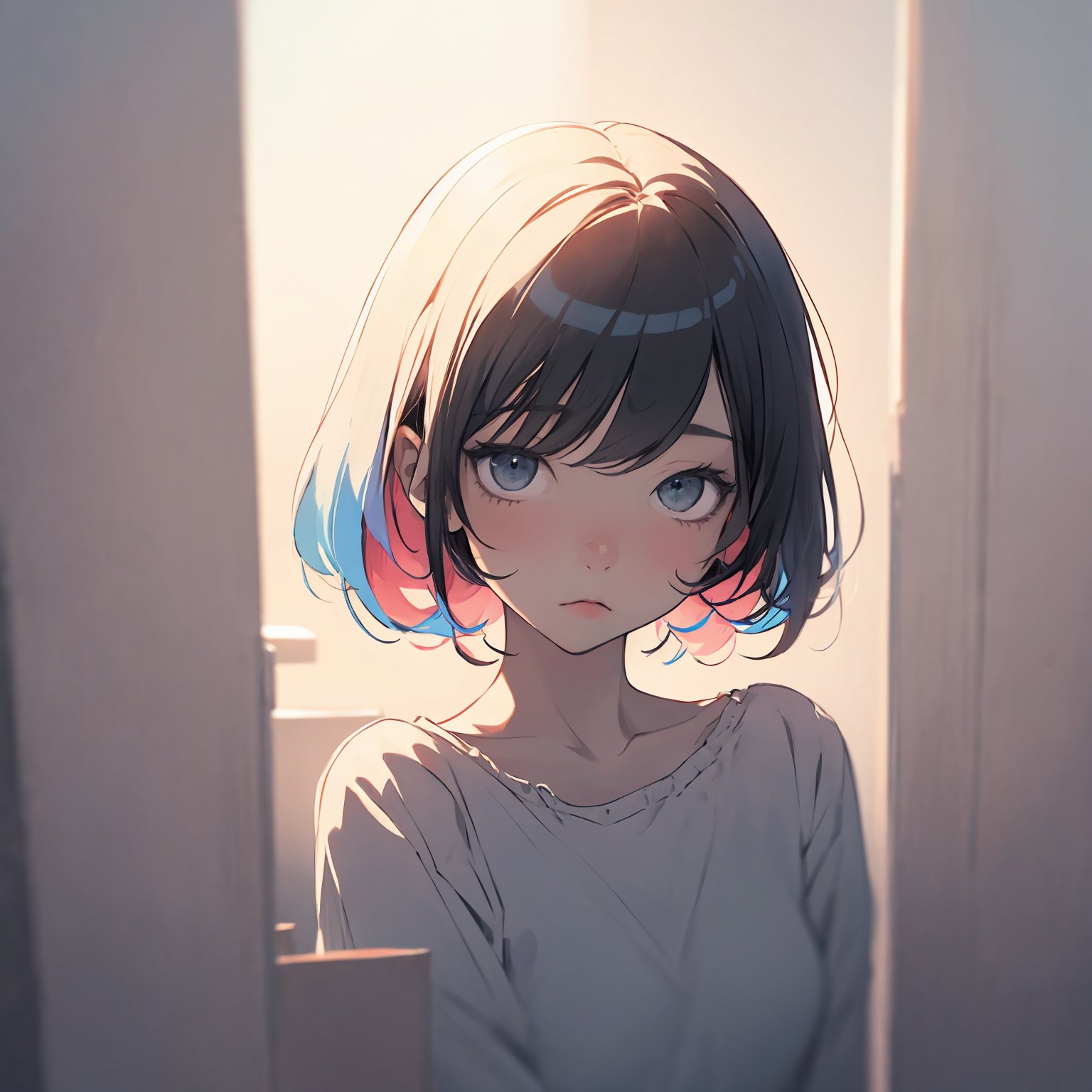 kawaii illustration. colorful sketch, emo girl,
atmosphere, (soft focus:1.4)