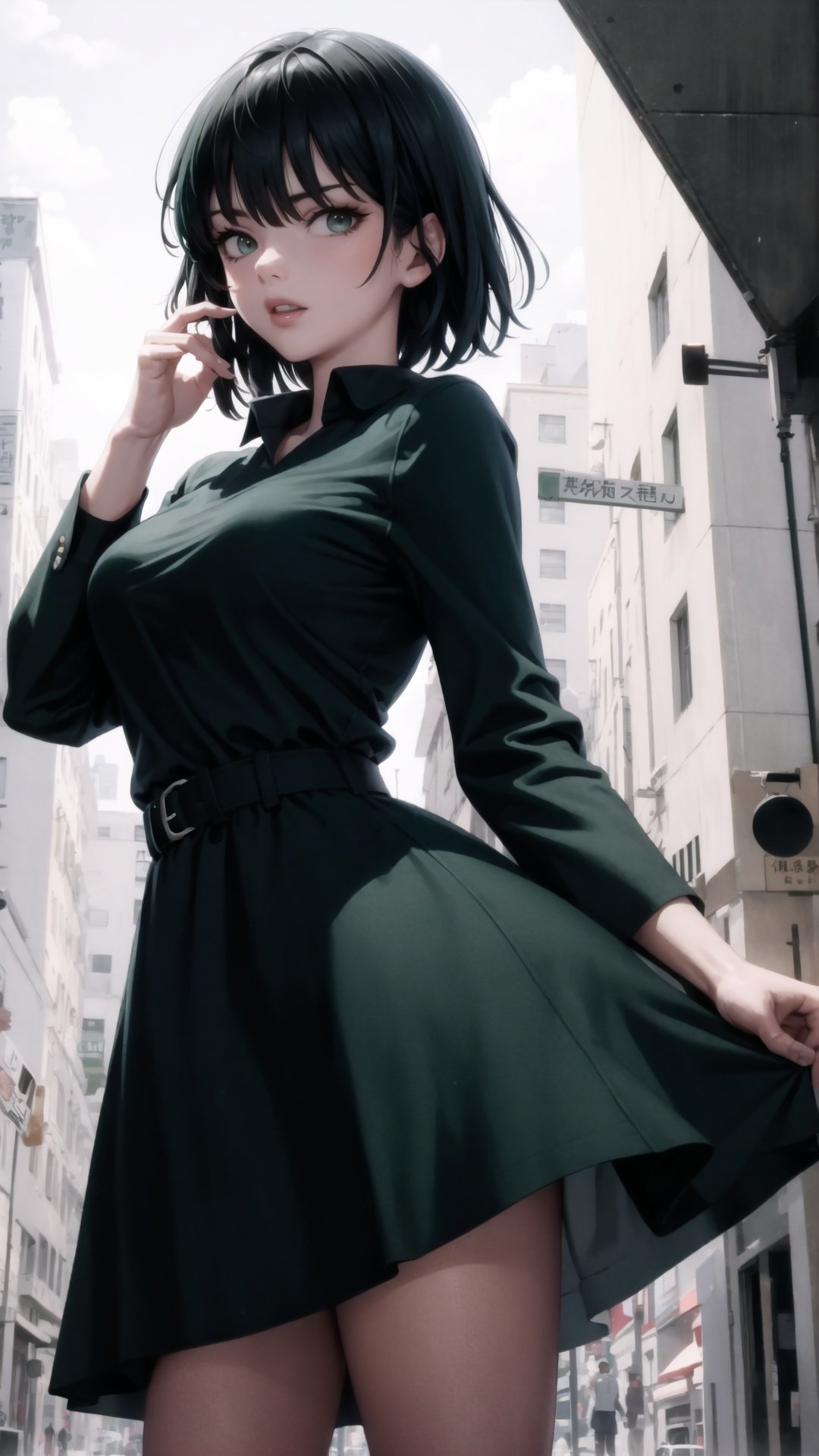 fubuki,  dress,  green hair, <lora:EMS-52377-EMS:0.800000>