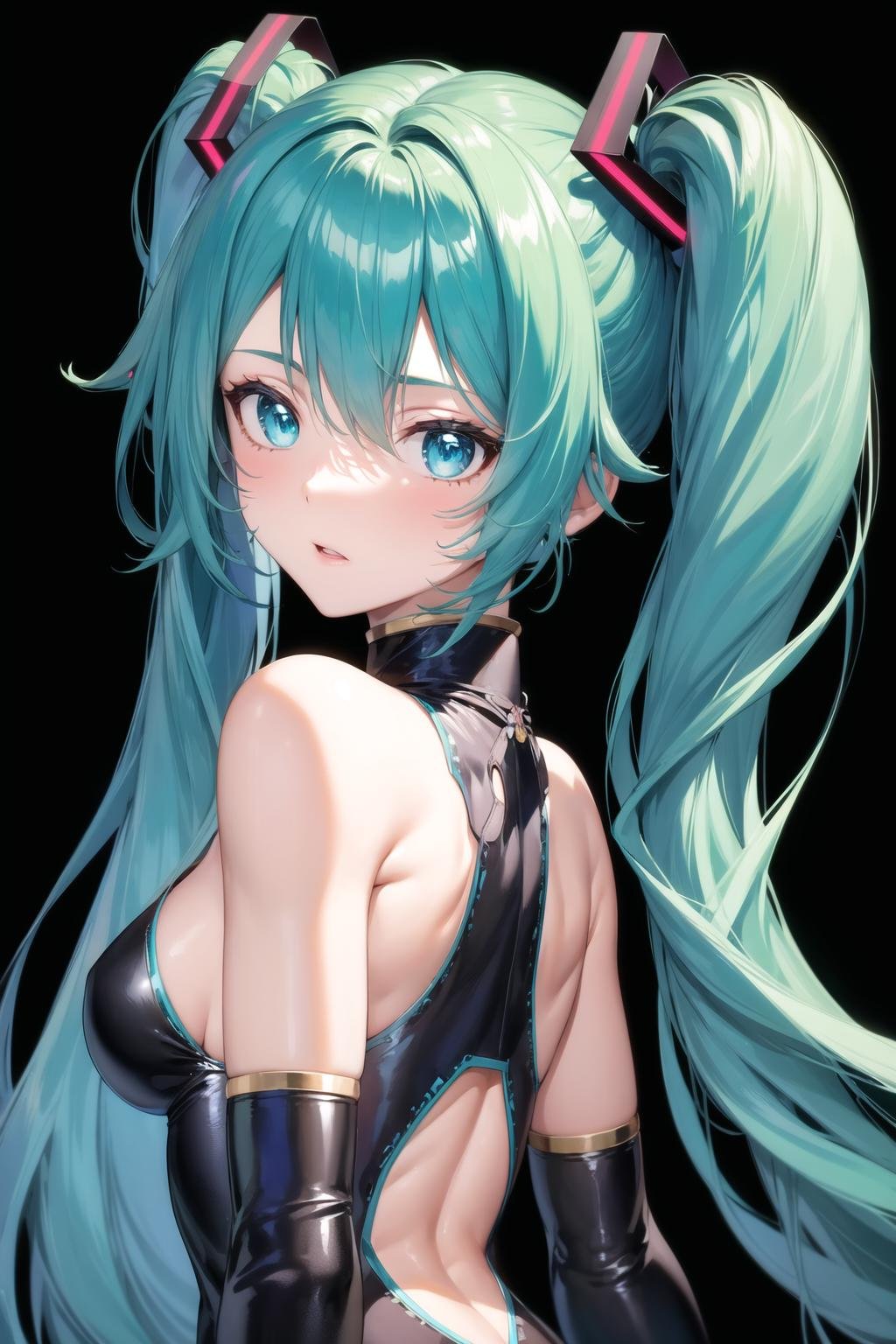 masterpiece, best quality, anzhcmiku, 1girl, upper body, simple backgorund, black background<lora:AnzhcMiku Noise Sched 100 offset 008 class_244272:1>