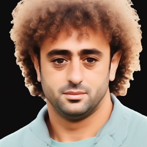 portrait of atar person, close up,youg boy 25 years, with football club green color shirt, curly hair, Full details of the hair, Focus and sharpness of the hair, Hyper realistic, ultra detailed, Front facing, ultra face detailed, ultra accurate detailed, with long brown hair, hyperrealistic, artwork_(digital), detailed digital 3d art, hyperrealistic, detailed, beautiful art uhd 4k, shot with xlr camera, raw photo,
length with a 1.2 aperture. 4k 
