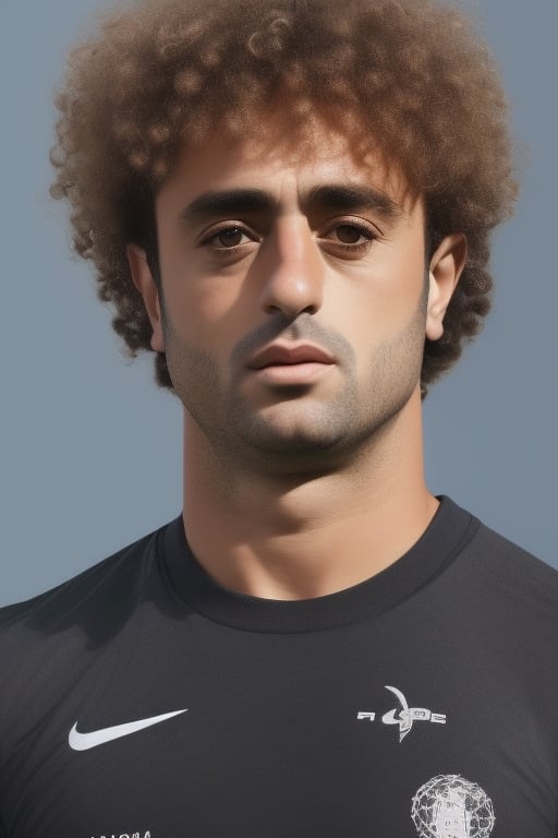 portrait of atar person, 25 years old soccer player, photorealistic, masterpiece, hyperdetailed photography man, best quality, 8k UHD, 8k, ultra detailed, closed mouth, facing viewer, smooth face, smooth lighting, portrait, photography, professional headshot, professional photography, white wall background, facing_viewer,natural face, 