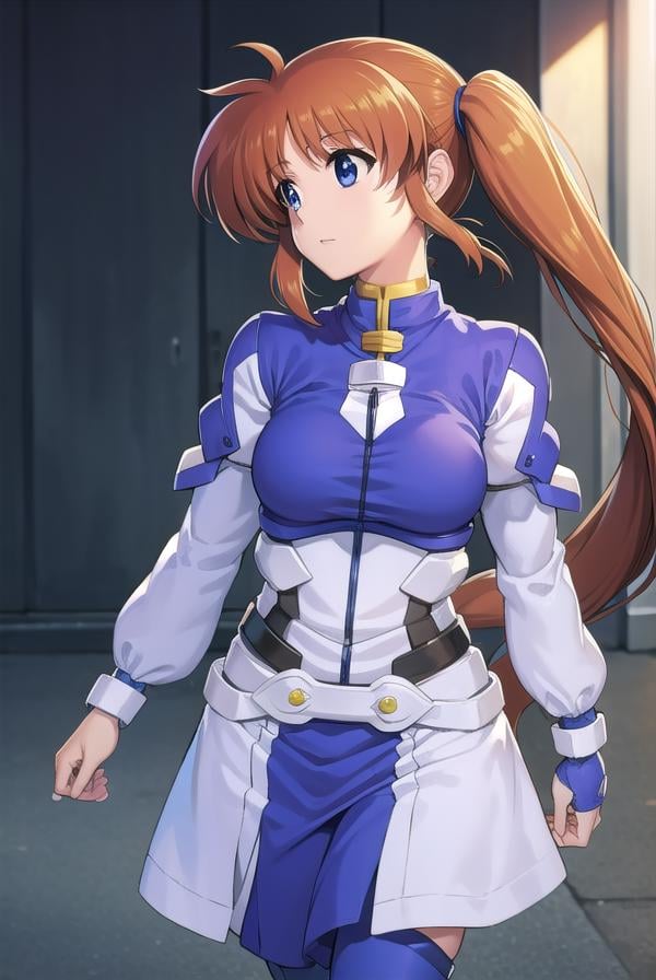 nanohatakamachi, <lora:nanohatakamachi-lora-nochekaiser:1>,nanoha takamachi, (takamachi nanoha:1.5), long hair, blue eyes, brown hair, hair ribbon, (side ponytail:1.5), white ribbon,BREAK magical girl, jacket, collar, puffy sleeves, long sleeves, white jacket,BREAK looking at viewer, full body, upper body,BREAK outdoors, city, sky,BREAK <lyco:GoodHands-beta2:1>, (masterpiece:1.2), best quality, high resolution, unity 8k wallpaper, (illustration:0.8), (beautiful detailed eyes:1.6), extremely detailed face, perfect lighting, extremely detailed CG, (perfect hands, perfect anatomy),