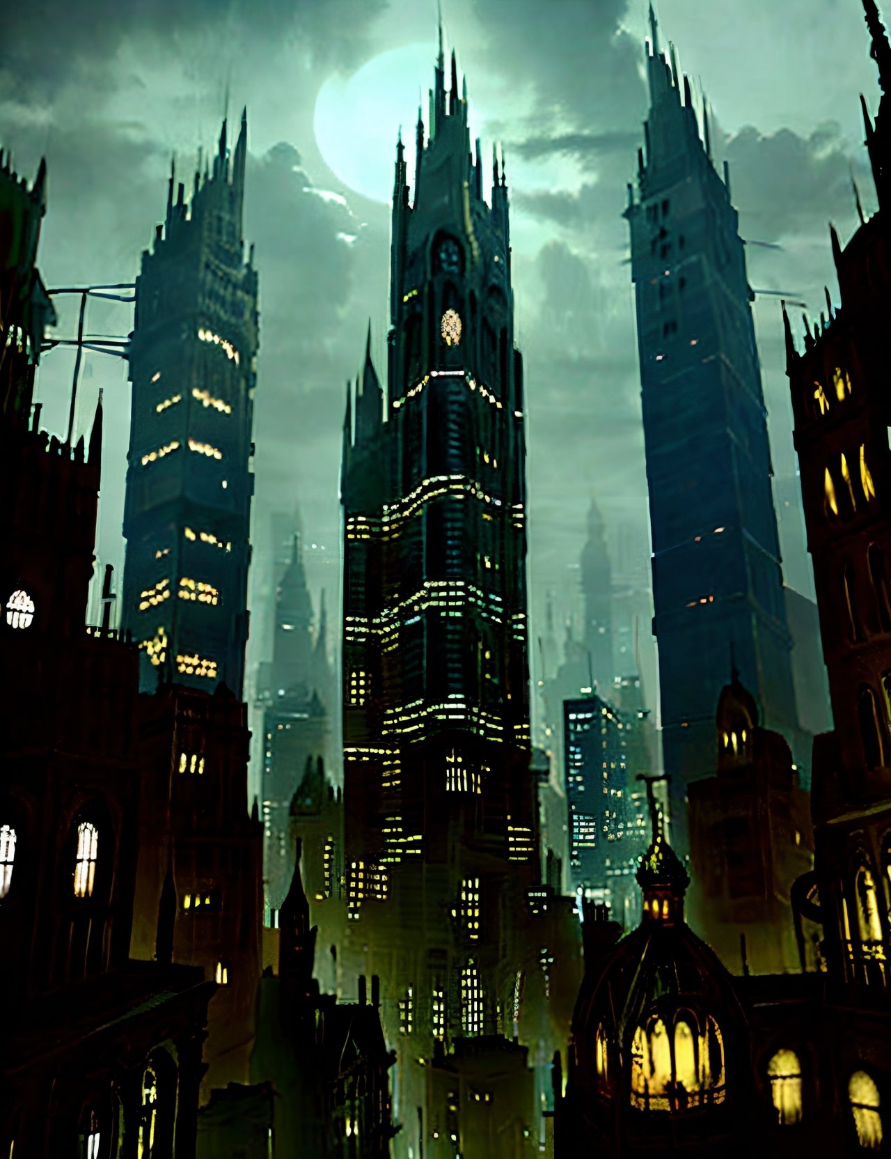 City DonMn1ghtm4re, towering buildings