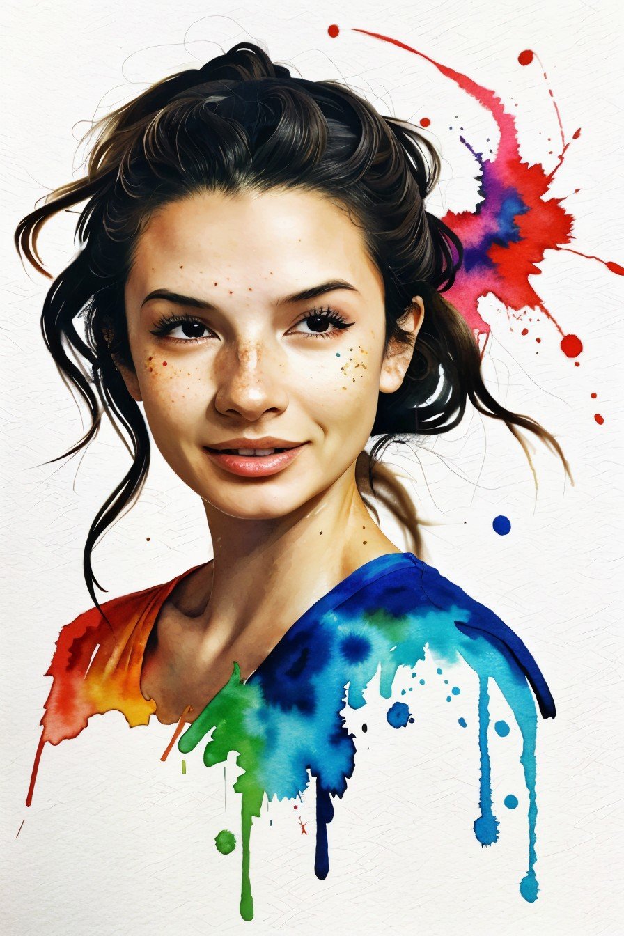 realistic photo of <lora:sd15_AliceGreczyn_locon_64_v1-000050:1> AliceGreczyn, ink splash, colorful, watercolor