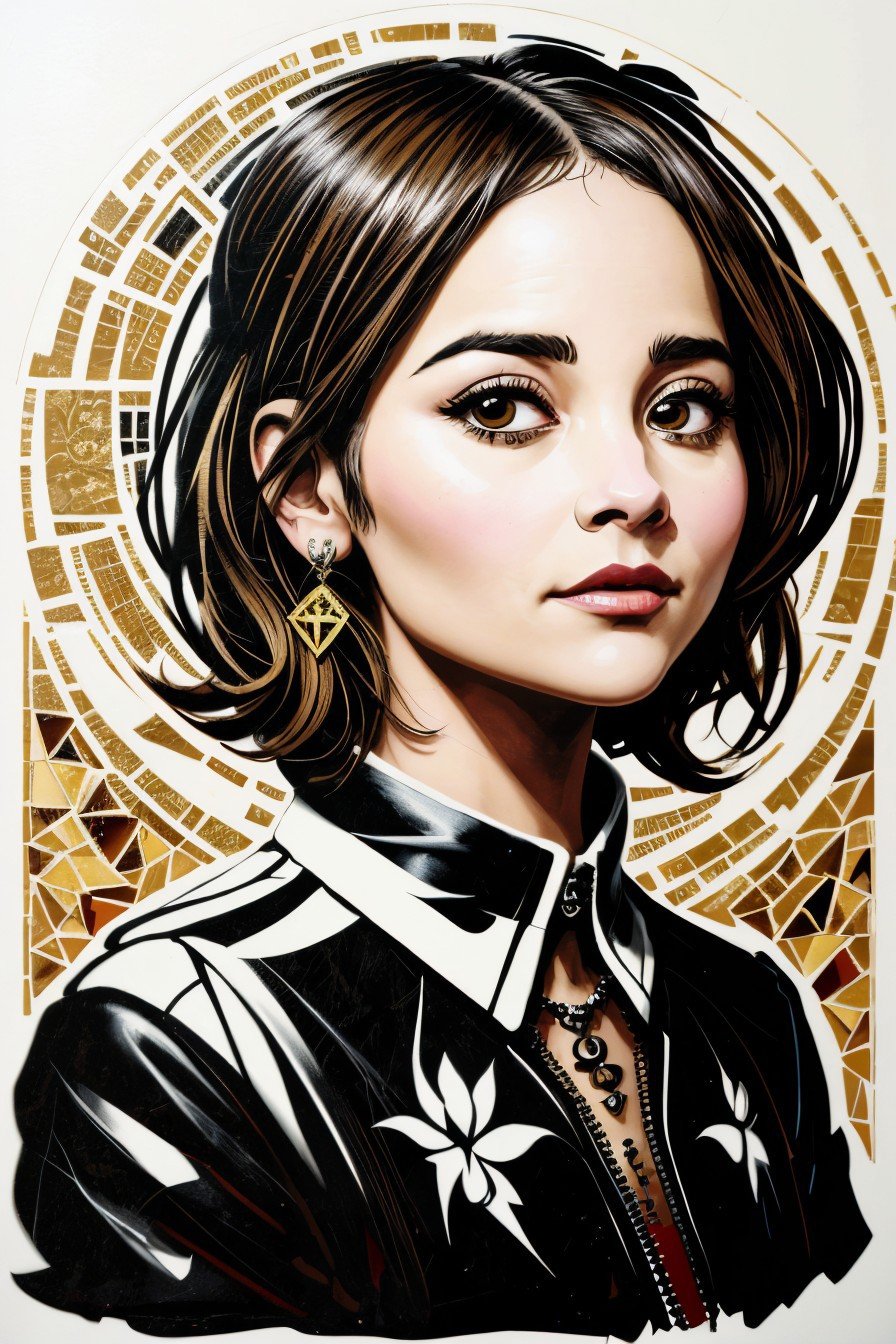 (stencil art style, bold, urban, Banksy style, detailed:1.15), mosaic style portrait of <lora:sd15_JennaColeman_locon_64_v1-000023:1> JennaColeman, face, eyes, moon symbols