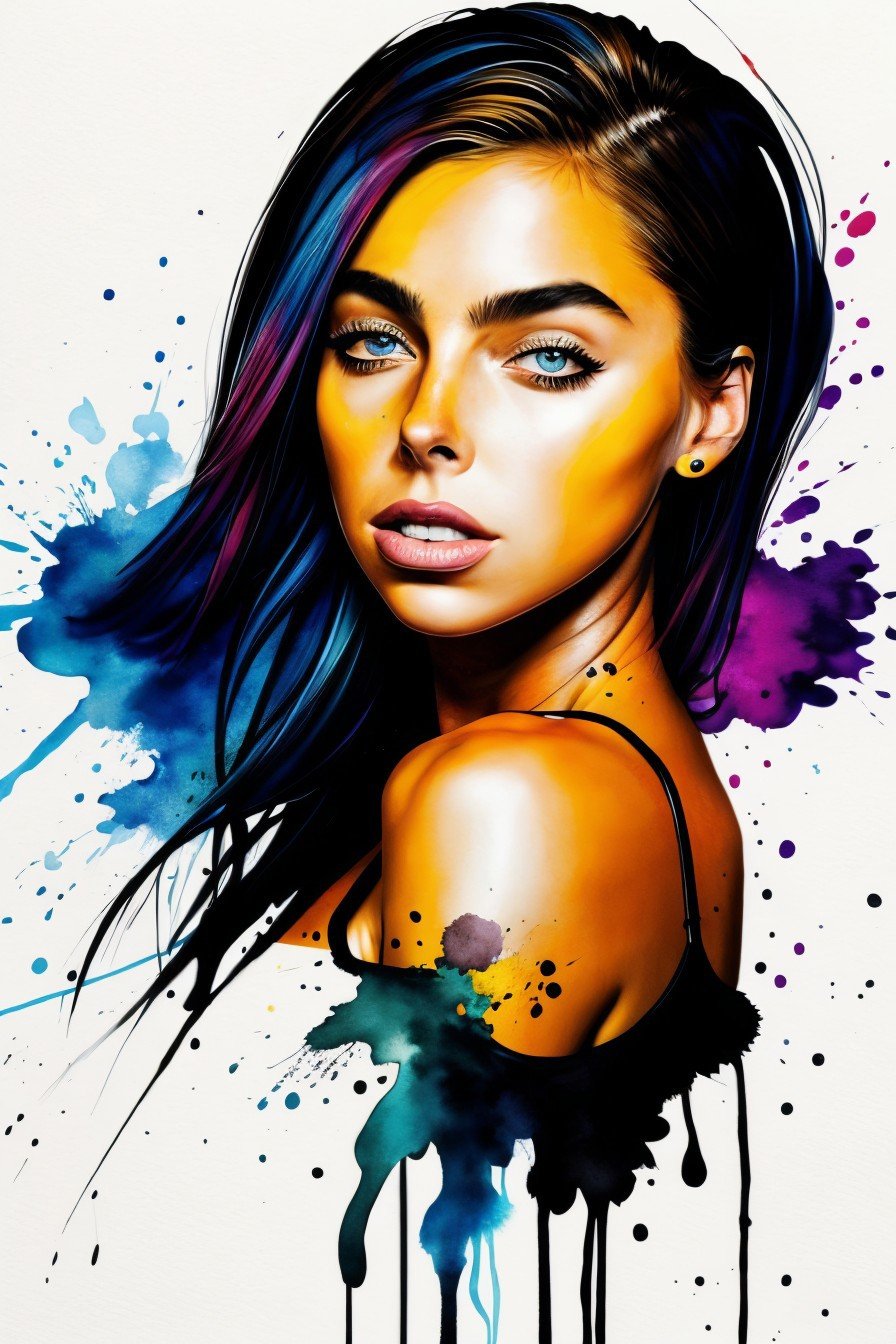 (style of Steven DaLuz:1.15), <lora:sd15_ElizabethTurner_locon_64_v2-000022:1> ElizabethTurner, ink splash, colorful,