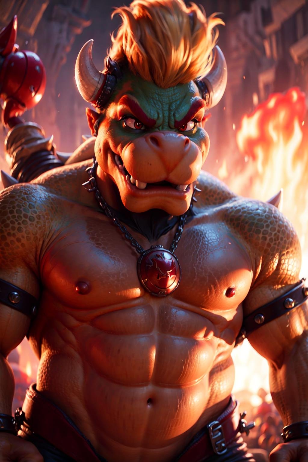 <lyco:SM(120R):0.8> A portrait of Bowser