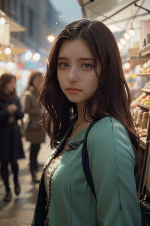 cinematic photo A pretty girl in a crowded medieval market, market vendors, upper body, detailed clothes, green eyes, long flowing hair, shiny skin, subsurface scattering, (sharp:0. 7), ultra-detailed, real-life texture, dramatic lighting, dynamic composition, unreal engine, Nikon D850 ,<lora:yuk0-07:0.8> . 35mm photograph, film, bokeh, professional, 4k, highly detailed,<lora:users_LORA_614422834634253146_yuzu2:0.6>