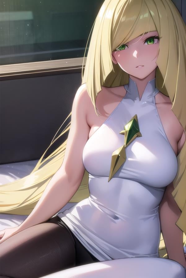 pokemonlusamine, <lora:pokemonlusamine-lora-nochekaiser:1>,pokemonlusamine, blonde hair, (green eyes:1.5), hair over one eye, long hair, multicolored hair, streaked hair, very long hair,BREAK bare arms, diamond (shape), dress, gem, green gemstone, leggings, short dress, sleeveless, sleeveless dress, white dress, white leggings,BREAK looking at viewer, upper body, full body,BREAK indoors,BREAK <lyco:GoodHands-beta2:1>, (masterpiece:1.2), best quality, high resolution, unity 8k wallpaper, (illustration:0.8), (beautiful detailed eyes:1.6), extremely detailed face, perfect lighting, extremely detailed CG, (perfect hands, perfect anatomy),