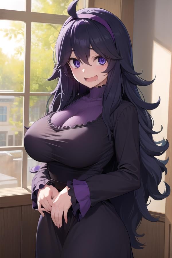 hexmaniac, <lora:hex maniac-lora-nochekaiser:1>,(hex maniac:1.5), hairband, messy hair, (purple eyes:1.1), purple hair, purple hairband, @ @, <lora:wavymouth_type1_v100:1>, open mouth,BREAK black dress, dress, long dress, long sleeves, juliet sleeves,BREAK looking at viewer, upper body, full body, (cowboy shot:1.5),BREAK indoors, library,BREAK <lyco:GoodHands-beta2:1>, (masterpiece:1.2), best quality, high resolution, unity 8k wallpaper, (illustration:0.8), (beautiful detailed eyes:1.6), extremely detailed face, perfect lighting, extremely detailed CG, (perfect hands, perfect anatomy),