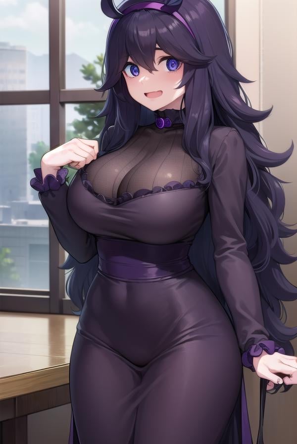 hexmaniac, <lora:hex maniac-lora-nochekaiser:1>,(hex maniac:1.5), hairband, messy hair, (purple eyes:1.1), purple hair, purple hairband, @ @, <lora:wavymouth_type1_v100:1>, open mouth,BREAK black dress, dress, long dress, long sleeves, juliet sleeves,BREAK looking at viewer, upper body, full body, (cowboy shot:1.5),BREAK indoors, library,BREAK <lyco:GoodHands-beta2:1>, (masterpiece:1.2), best quality, high resolution, unity 8k wallpaper, (illustration:0.8), (beautiful detailed eyes:1.6), extremely detailed face, perfect lighting, extremely detailed CG, (perfect hands, perfect anatomy),