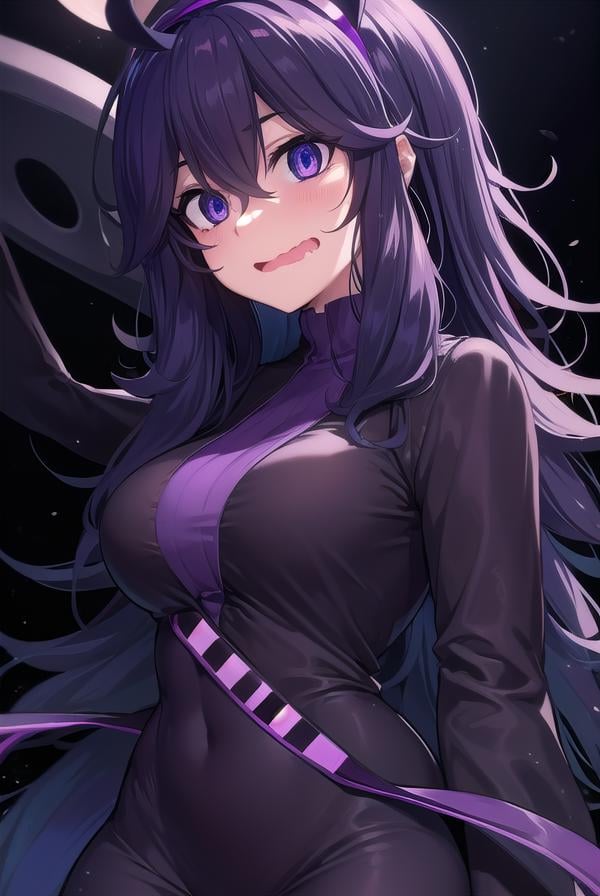 hexmaniac, <lora:hex maniac-lora-nochekaiser:1>,(hex maniac:1.5), hairband, messy hair, (purple eyes:1.1), purple hair, purple hairband, @ @, <lora:wavymouth_type2_v100:1>, open mouth,BREAK black dress, dress, long dress, long sleeves, juliet sleeves,BREAK looking at viewer, upper body, full body, (cowboy shot:1.5),BREAK indoors, library,BREAK <lyco:GoodHands-beta2:1>, (masterpiece:1.2), best quality, high resolution, unity 8k wallpaper, (illustration:0.8), (beautiful detailed eyes:1.6), extremely detailed face, perfect lighting, extremely detailed CG, (perfect hands, perfect anatomy),