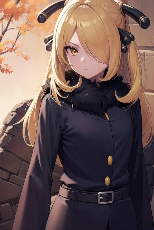 pokemoncynthia, <lora:pokemoncynthia-lora-nochekaiser:1>,pokemoncynthia, blonde hair, hair ornament, hair over one eye, long hair, (yellow eyes:1.5),BREAK black coat, black pants, black shirt, coat, fur collar, fur trim, fur-trimmed sleeves, pants, shirt,BREAK looking at viewer, upper body, full body, (cowboy shot:1.5),BREAK outdoors, nature, sky,BREAK <lyco:GoodHands-beta2:1>, (masterpiece:1.2), best quality, high resolution, unity 8k wallpaper, (illustration:0.8), (beautiful detailed eyes:1.6), extremely detailed face, perfect lighting, extremely detailed CG, (perfect hands, perfect anatomy),