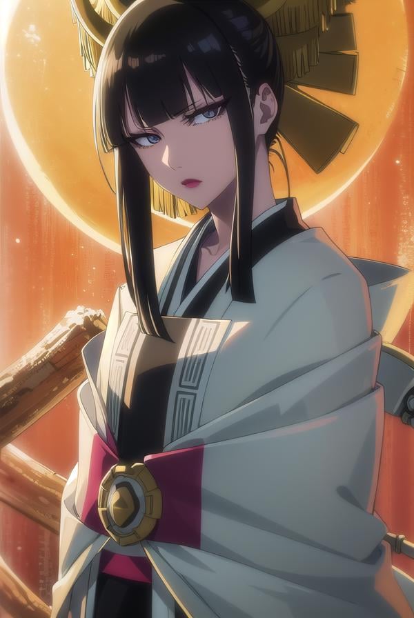 senjumarushutara, <lora:senjumarushutara-lora-nochekaiser:1>,senjumaru shutara, long hair, bangs, blunt bangs, black hair, sidelocks, (black eyes:1.5), makeup, lipstick, red lipstick,BREAK japanese clothes, kimono, mechanical arms, extra arms,BREAK looking at viewer, upper body, (full body:1.2),BREAK outdoors, sky, sun,BREAK <lyco:GoodHands-beta2:1>, (masterpiece:1.2), best quality, high resolution, unity 8k wallpaper, (illustration:0.8), (beautiful detailed eyes:1.6), extremely detailed face, perfect lighting, extremely detailed CG, (perfect hands, perfect anatomy), 