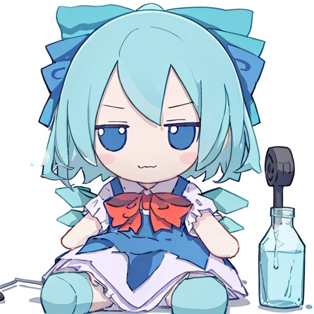 chibi, cirno, 1girl, solo,