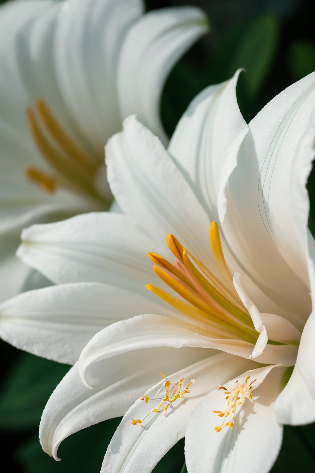 (best quality,8K,highres,masterpiece), ultra-detailed, (photo-realistic, lifelike) photography featuring a pristine white Lily. The intricate details of the Lily's petals and stamen are captured with remarkable precision, creating a stunning high-resolution masterpiece.