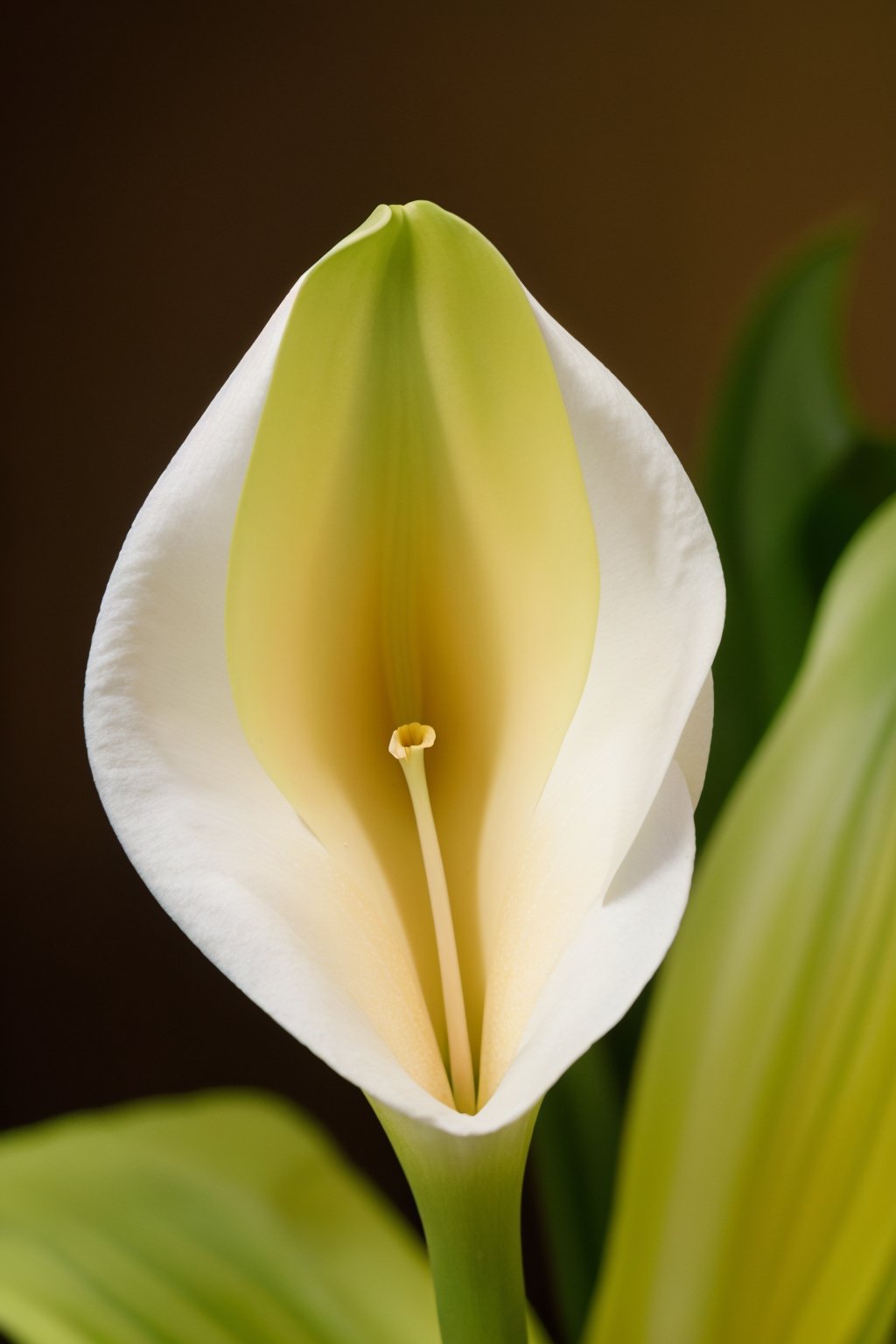 (best quality,8K,highres,masterpiece), ultra-detailed, (photo-realistic, lifelike) photograph showcasing the exquisite beauty of a Calla Lily in full bloom. The fine details of the flower's form and texture are expertly captured in this high-resolution masterpiece of floral photography.