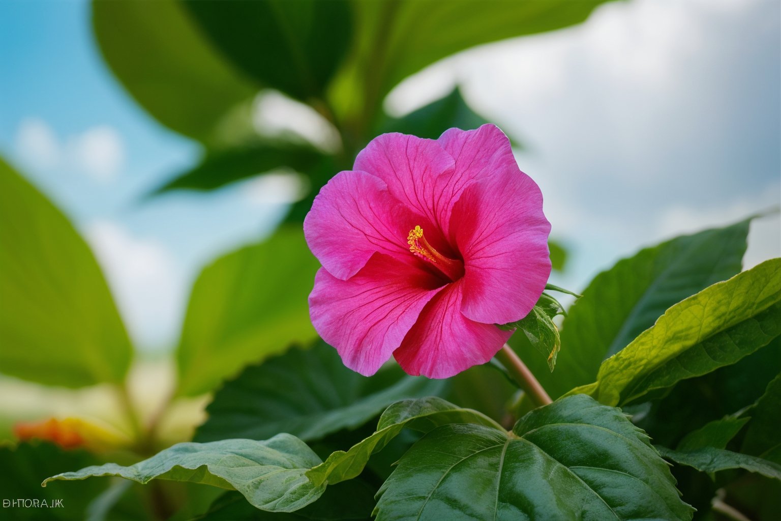 (best quality,8K,highres,masterpiece), ultra-detailed, (photo-realistic, lifelike) photograph showcasing the vibrant and tropical beauty of a Hibiscus flower. The intricate details of the petals and the vivid colors are captured in stunning clarity, creating a photographic masterpiece.