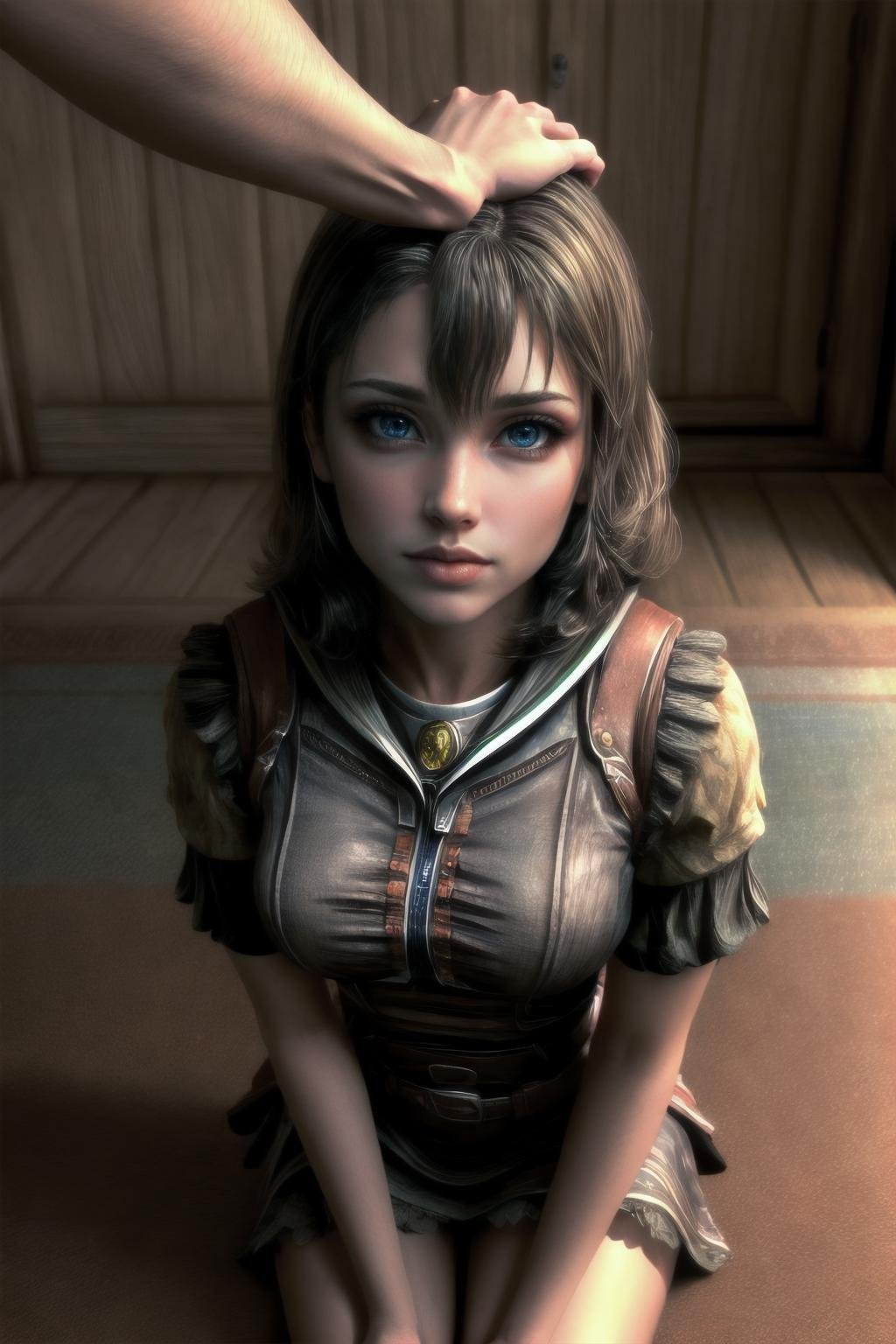 Highly detailed, High Quality, Masterpiece, beautiful,  1girl, solo, full body, <lora:Lydia-07:0.8>>, Lydia, <lora:more_details:1>,  <lora:HeadpatPOV:1>, HeadpatPOV, pov, headpat