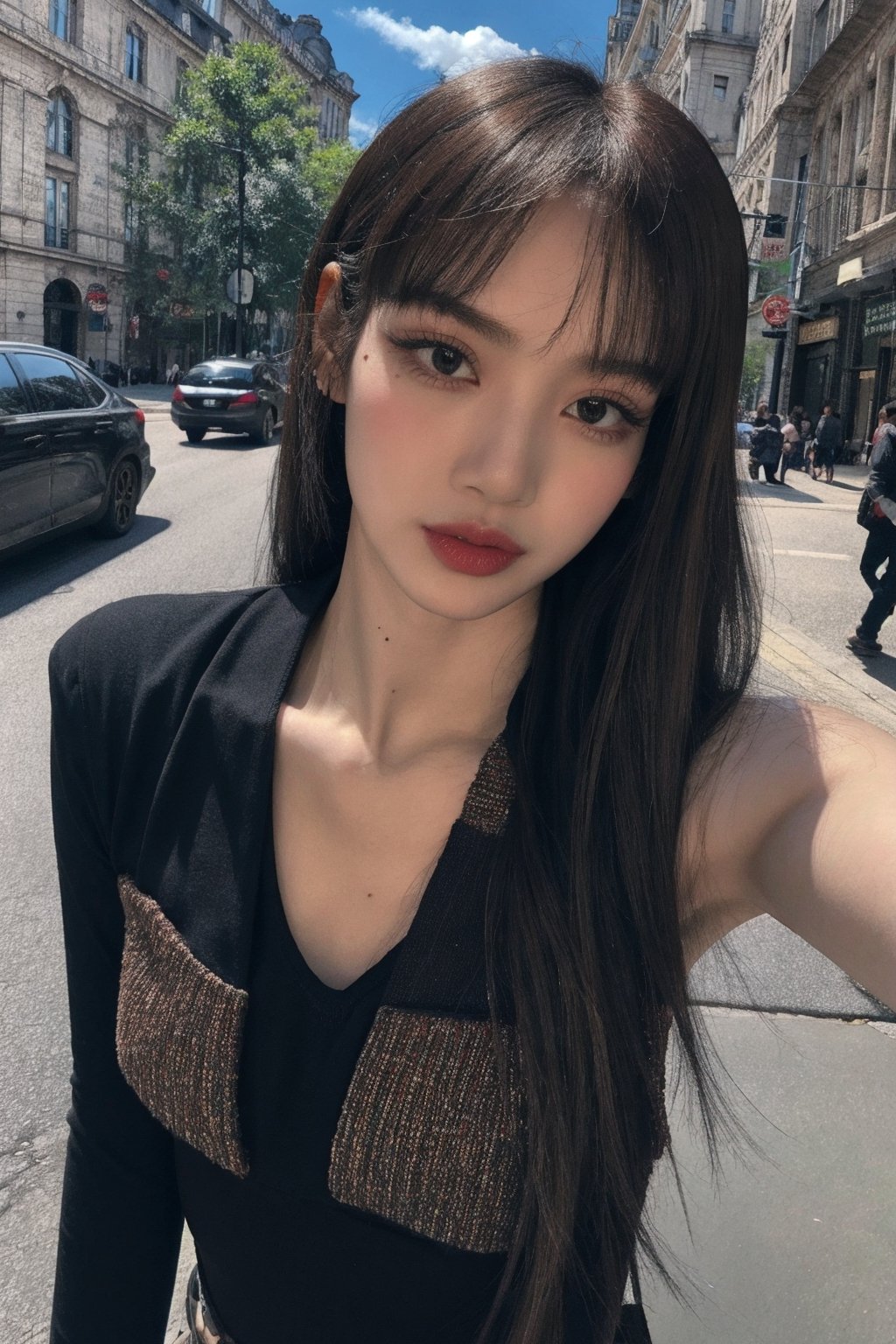 photorealistic:1.37, masterpiece, best quality, raw photo, uhd, 1girl, long hair, brown hair, seductive, secretary outfit, model pose, looking at viewer, on street, intricate detail, detailed background, detailed skin, pore, highres, hdr,little_cute_girl,Korean,DararatBoa,1girl,Sexy
,dream_girl,lalalalisa_m