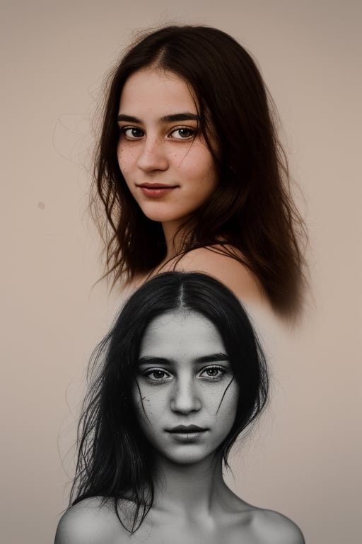 Create an AI-generated image that features a captivating portrait of a girl. The focus should be on her face, capturing her unique personality, emotions, and character. Pay attention to the details of her expression, such as her eyes, smile, or any other defining features. The background should complement the portrait, adding depth and context to the overall composition. This image should evoke a sense of connection with the girl and convey a story or emotion through her portrait