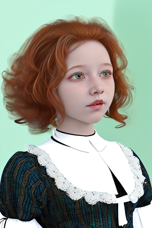 ginger 12 yo girl curly hair 1908 fashion