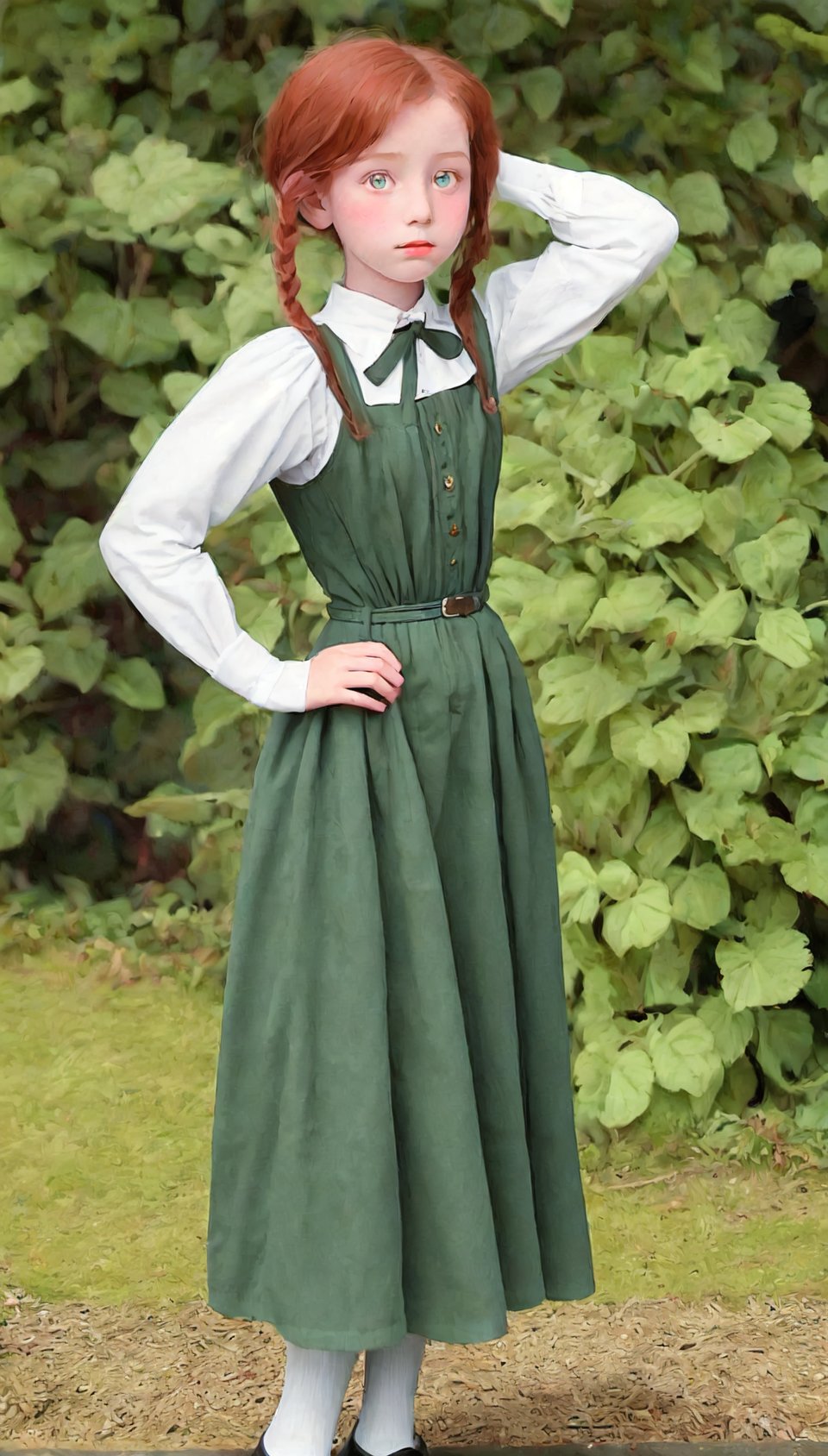 ginger girl,  as 12  years old 1908 fashion,  anne of green gables attire, <lora:EMS-81988-EMS:1.000000>, , <lora:EMS-53975-EMS:0.200000>