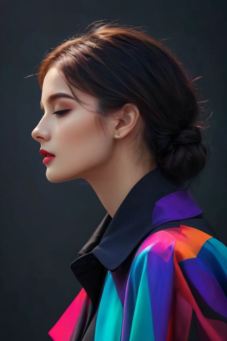  Cute girl, Sexy pose, Fashionable ,Vibrant colors, colorful clothes, Confident expression, Majestic environmental elements, Striking and modern cover design, Trendy and attention-grabbing background, Center of focus is fashion.
in the dark,deep shadow, light master,light master