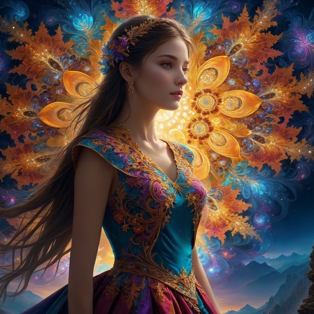 (masterpiece, top quality, best quality, official art, beautiful and aesthetic:1.2), (1girl), extreme detailed,(fractal art:1.3),colorful,highest detailed,Dreamy Atmosphere,Bright color,Complete clothes.