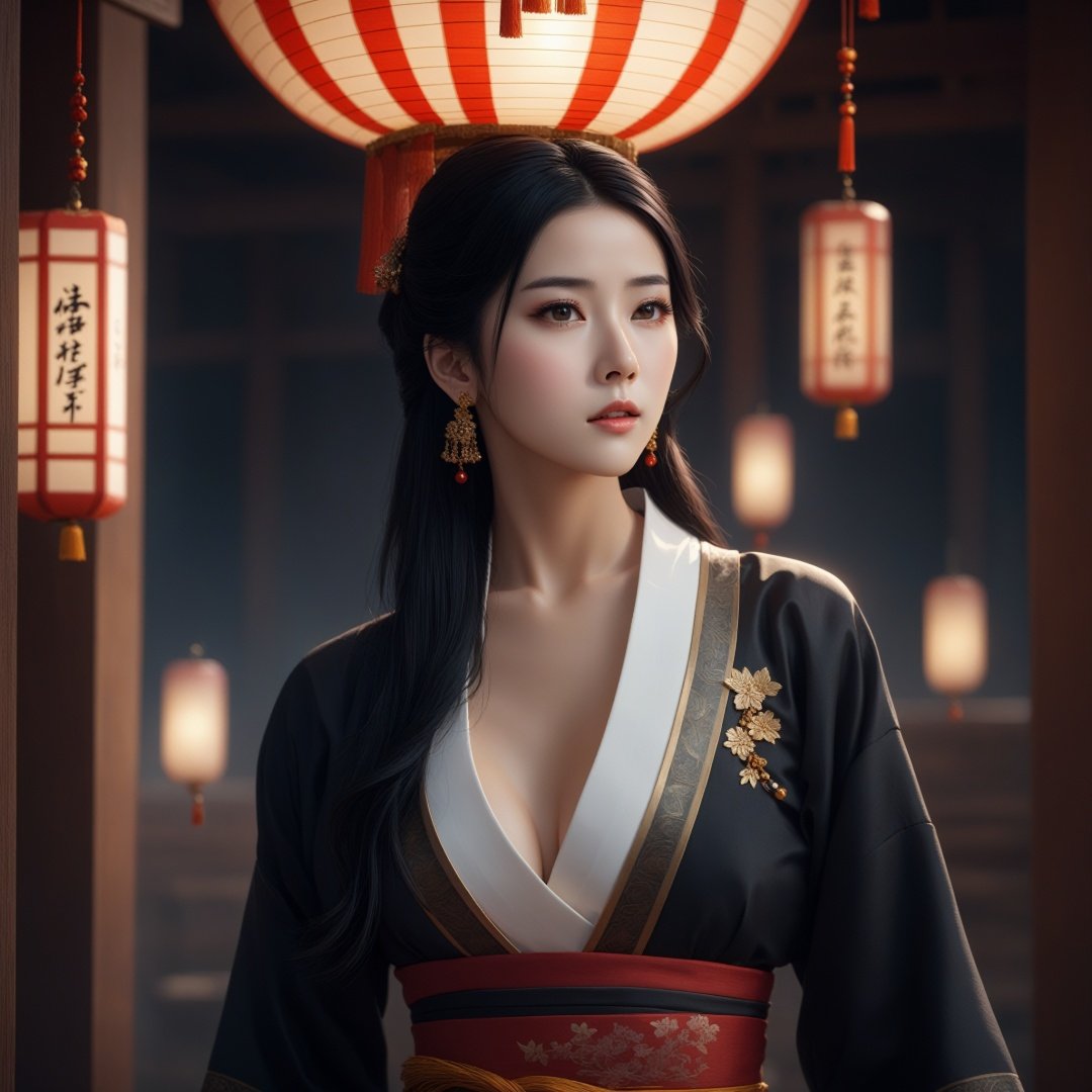 1girl, black_hair, breasts, brown_eyes, chinese_clothes, cleavage, dress, hair_ornament, jewelry, letterboxed, lips, long_hair, makeup, medium_breasts, solo, upper_body, white_dress,earrings,facial_mark,ultra realistic,8k,cg,movie light effect,(masterpiece:1.3),(surreal style:1.3),best quality,Depth of field,extremely detailed wallpaper,Ultra HD,incredibly absurdres,best quality,  