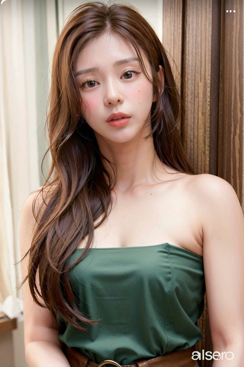 <lora:leejoobin-05:1>, ((masterpiece, best quality:1.16), realistic, photorealistic, ultra detailed), (from_front ), (upper_body), 1girl, solo, wavy hair,