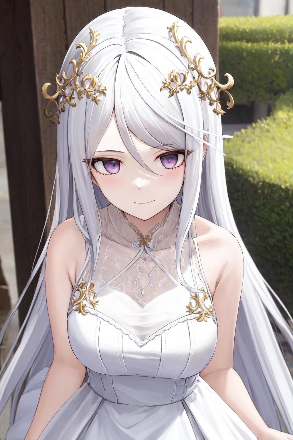 masterpiece, best quality, highres, 1girl hair ornament <lora:maestra_nequitia_no_outfit:1> white dress