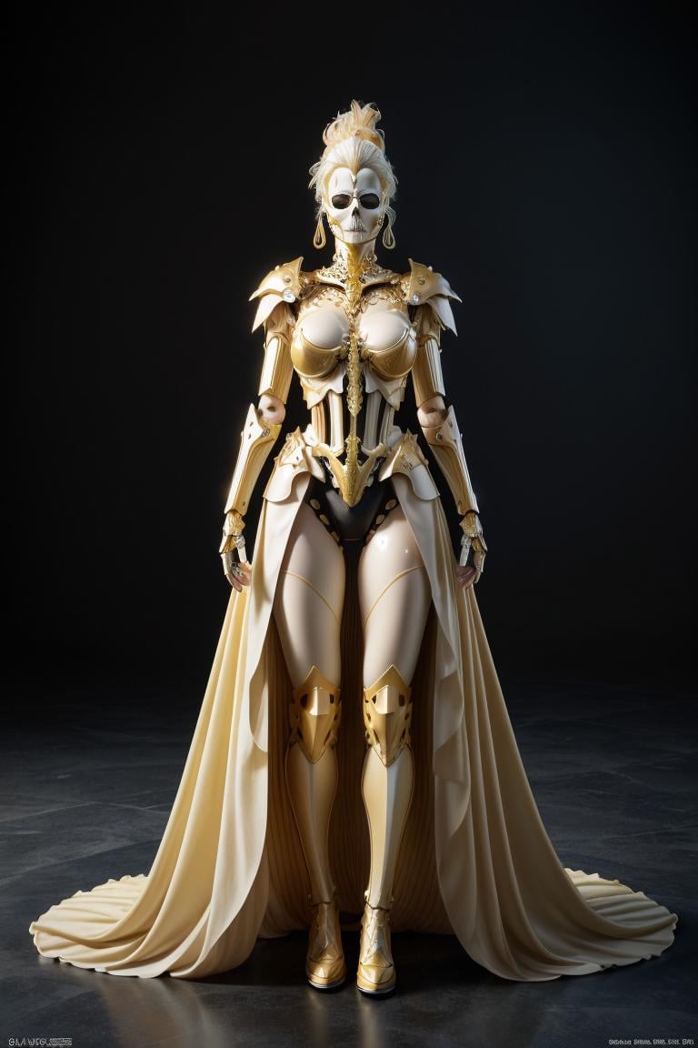 <lora:hades_armor_v2:0.7> Light Yellow hades_armormasterpiece, best quality, intricate details, highly detailed raw photography, photorealism, photorealistic, Real-Time Ray Tracing lighting, volumetric lighting, volumetric shadows, 8k-perfect-octaneblond woman, full body viewphotorealistic clear ultra-detailed and defined background  of a vibrant colorful melting skeleton