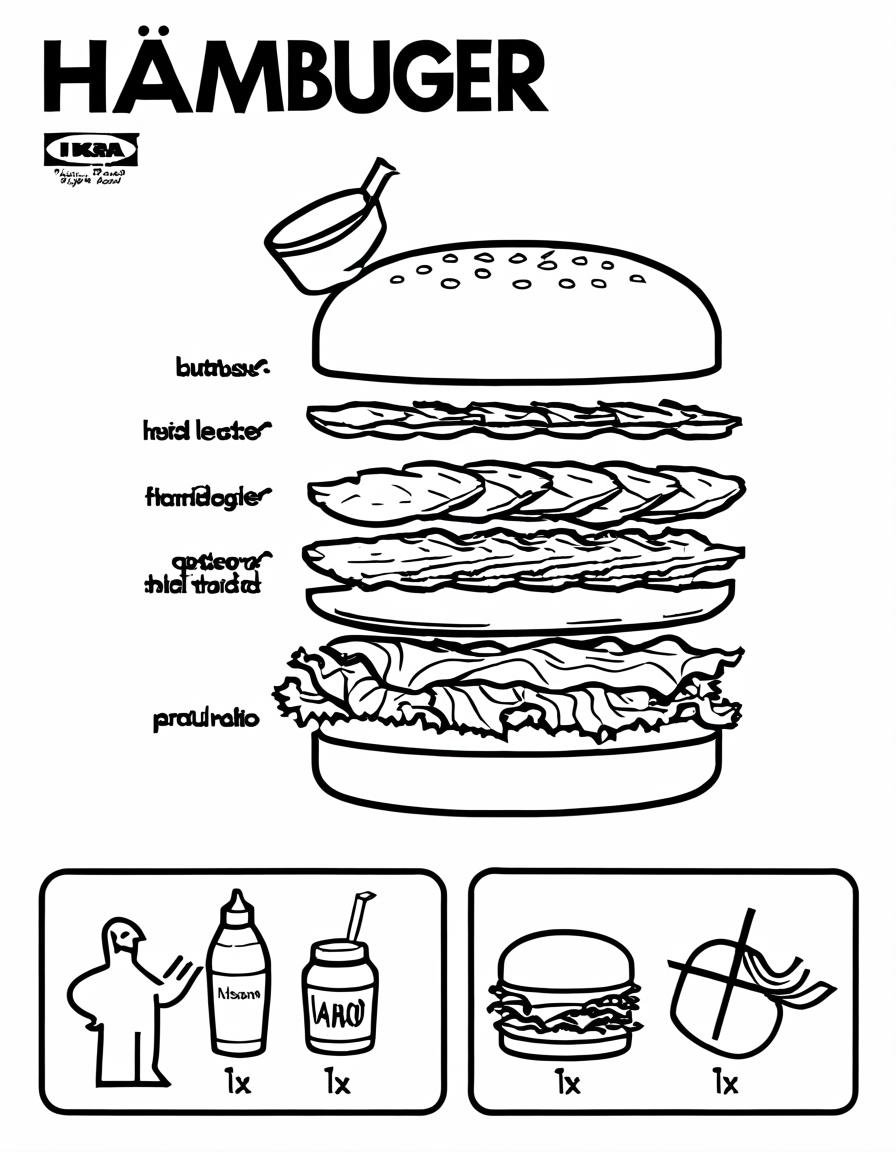 hamburger,, lettuce, mayo, lettuce, no tomato   <lora:ikea_instructions_xl_v1_5:1>