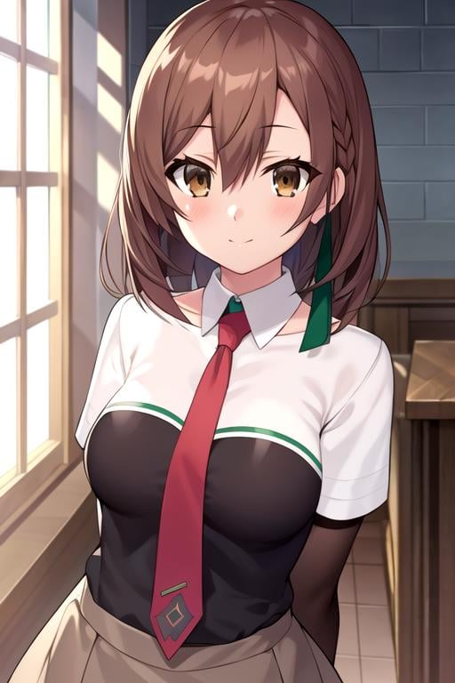 masterpiece, best quality, game cg, 1girl, solo, looking at viewer, , , anime coloring, , <lora:lola_metrose:0.74>, lola_metrose, brown hair, brown eyes, , necktie, , , 12k resolution