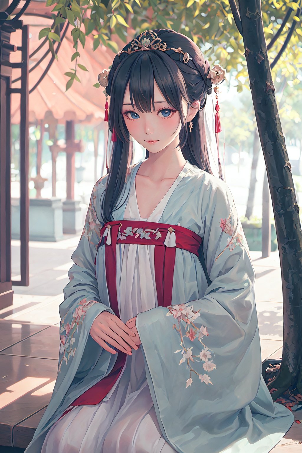 1girl,long hair,(((masterpiece,best quality))),simple_background,depth_of_field,hanfu