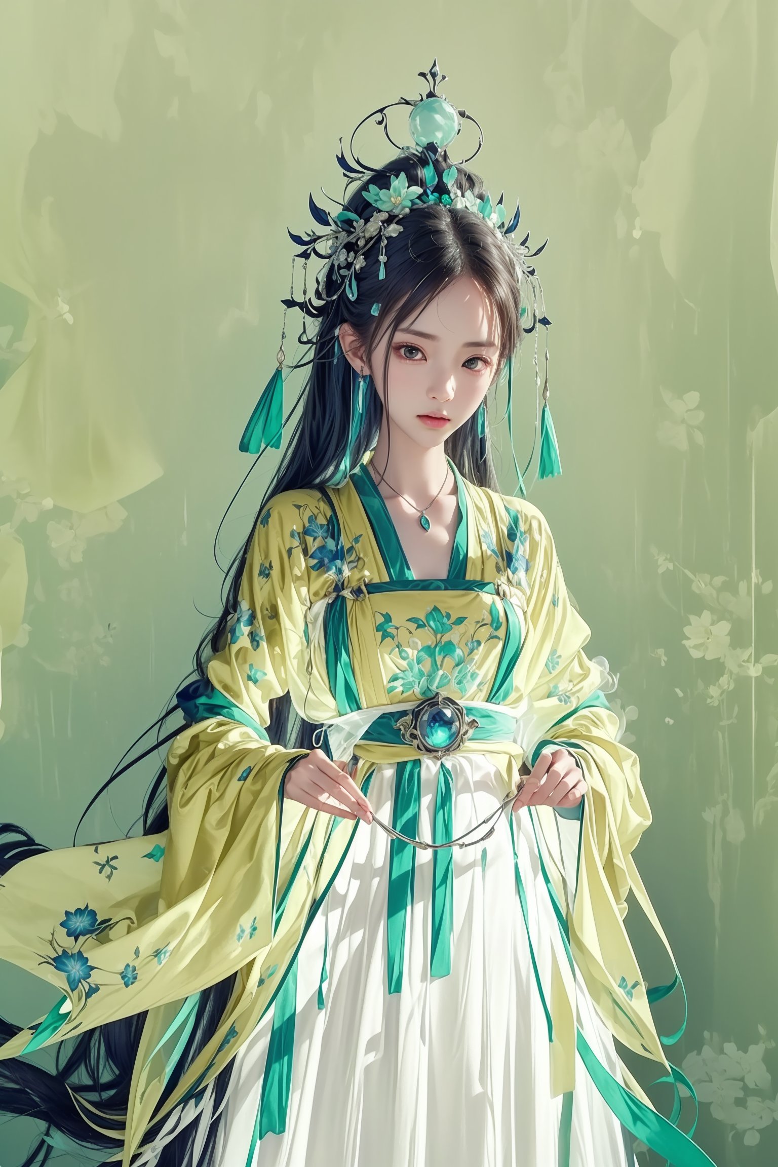 1giel,long hair,jewerly,hanfu,depth of filed,deep shadow,, (((masterpiece,best quality))),((good structure)),((Good composition)), ((clear, original,beautiful)), (clear details, clear light，clear structure),(high res raw,4K,8k),official art,((ultra high res, photorealistic, realistic,best quality,photo-realistic)), ( raw photo, best quality, masterpiece),(photon mapping,  physically-based rendering,automatic white balance),  illustration,CG ,unity ,wallpaper, Amazing, finely detail, an extremely delicate and beautiful,extremely detailed, highly detailed, sharp focus,rich background,Intelligent repair,Third-dimensional sense,rich frame levels,