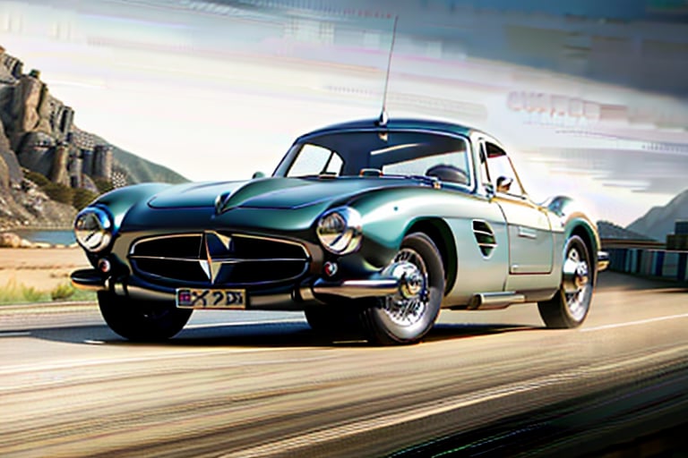 car,  sports car,  silver car,  pegaso z102,  on the road,  perfect lighting,  wallpaper,  commercial photo,  car, <lora:EMS-55630-EMS:0.800000>