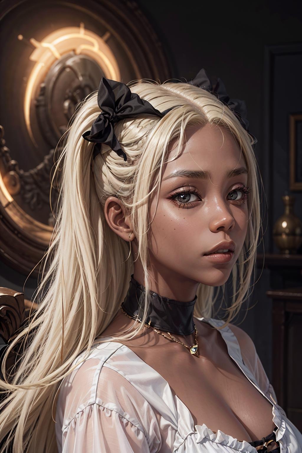 p1nkyd0ll, a( dark skinned:1.3) woman WITH BLONDE HAIR in a dress, detailed face, portrait <lora:p1nkyd0ll:0.8>  <lora:add_detail:0.5>