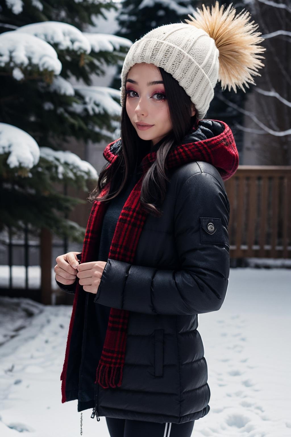 ellaexplicit, a woman wearing winter clothes in snow <lora:ellaexplicit2-000008:1>