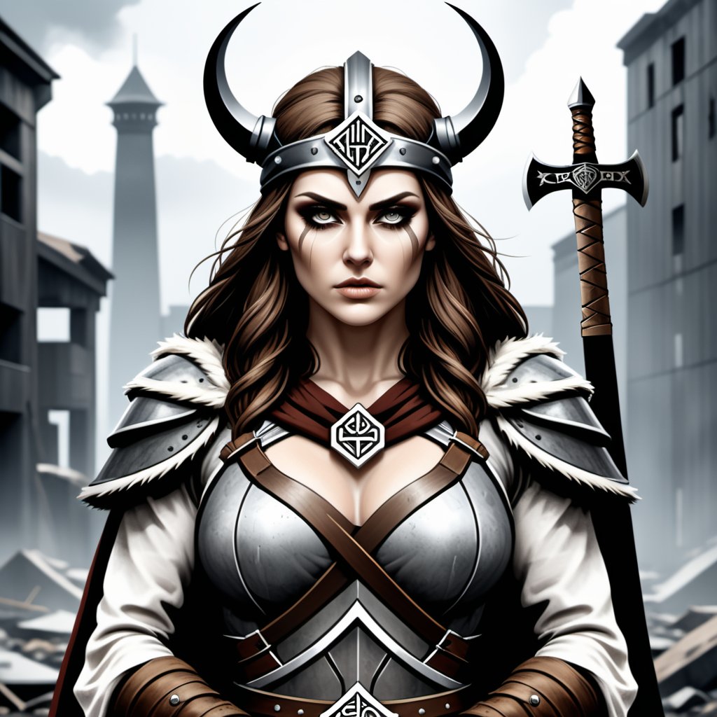 Dystopian style viking woman a image created by tensor art