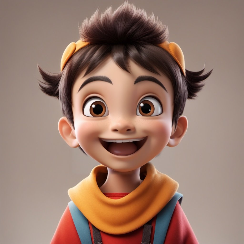 <lora:xiaoka:0.9>,xh,solo,male focus,1boy,open mouth,smile,brown eyes,male child,looking at viewer,black hair,teeth,gradient background,brown hair,grey background,child,gradient,