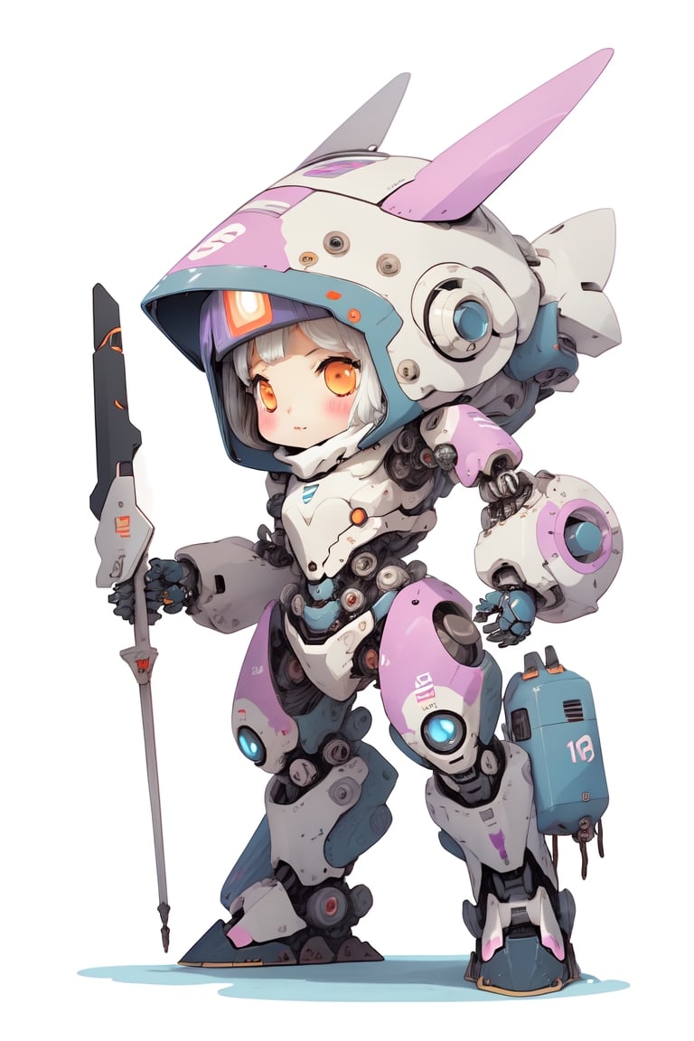 best_quality, full_body, chibi mecha, 1girl, simple_background,