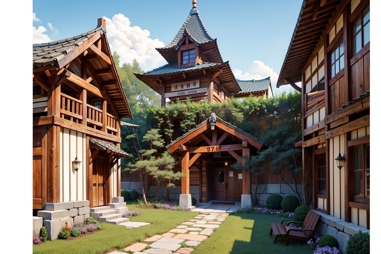 (((masterpiece, best quality))), flowers garden,fantasy  buildings,