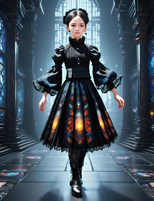 ((best quality)), ((masterpiece)), ((realistic,digital art)), (hyper detailed), DonMF43Dr4g0n full body clothing,  AR Nanomaterial,   Raglan Sleeves, Mini Length, Drop Waist, Pleated Skirt,  Lace Trims,,Drawstring Waist,,Placement Print,Utility Loops,  , 8K, HDR,   <lora:Fae_Dragon_SD1.5_version-000008:1>