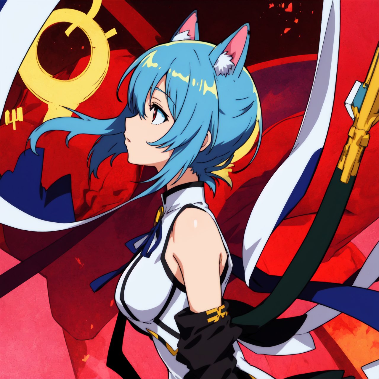 anime girl with blue hair and ears with a cat ears, 2 d anime style, ayanami, 2 d anime, anime moe artstyle, by Shitao, rem rezero, anime style 4 k, 2 d art, 2d art, profile of anime girl, from arknights, by Puru, no type, by Kamagurka, rin